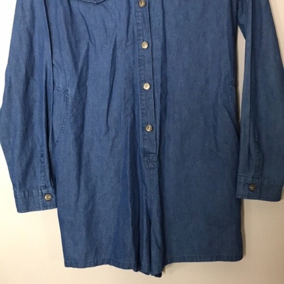 K/lab patched long sleeve button down denim romper size large - Picture 6 of 14